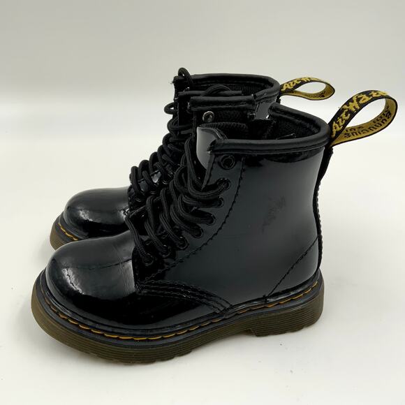 Dr. Martens 1460 T Pascal Patent Leather Black Mash-Up Combat Boots. US Size 7. - Picture 3 of 8